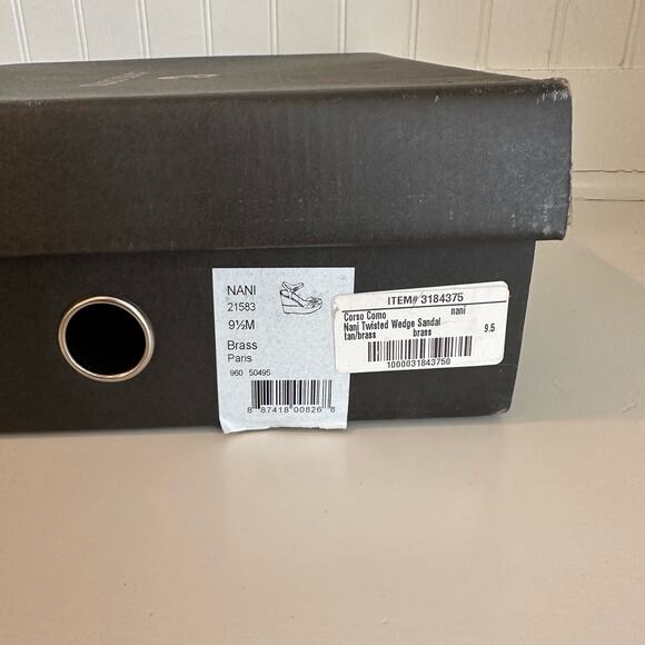 Corso Como Nani Leather Twisted Wedge Sandal Brass 9.5M - Picture 9 of 9